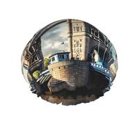 Historic Old Tower Bridge London Print Shower Cap For Women Reusable Double Layer Stylish Soft Bath Cap With Lining Elastic Band