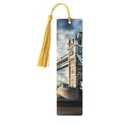 Historic Old Tower Bridge London Print Wooden Bookmarks, Colorful Tassels, Decorative Crafts, Book Lovers Delight Accessories