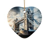 Historic Old Tower Bridge London Print Xmas Ceramic Ornaments Christmas Tree Hanging Pendants Home Holiday Decor Gifts