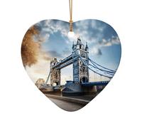 Historic Old Tower Bridge London Print Xmas Ceramic Ornaments Christmas Tree Hanging Pendants Home Holiday Decor Gifts
