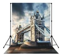 Historic Old Tower Bridge London Printed Photography Backdrop, Soft Photo Background With Rod Pocket For Studio, Family Photos, Video Recording & Party Decor - 5x7ft