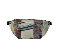 Historic Old Tower Bridge London Printed Waist Bag Adjustable Bum Bag Lightweight Travel Waist Fanny Pack Belt for Walking Cycling Hiking Travel