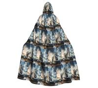 Historic Old Tower Bridge London Printing Cosplay Parties Hooded Adult Halloween Cloak 57.8 Inches Long Theme