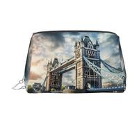 Historic Old Tower Bridge London Toiletry Cosmetics Bag, Portable Travel Cosmetic Makeup Bag,PVC Leather,with Compartments