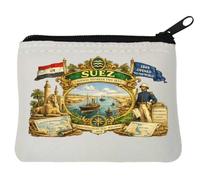 Historic Opening of Suez Canal Neoprene Coin Purse Pouch 10x11cm White