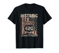 Historic Route 420 Funny Americana USA Flag Stoner Humor T-Shirt