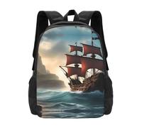 Historic Ship Sail Backpack Unisex 15.6 Inch Laptop Black Oxford Daypack