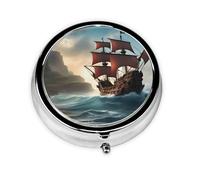 Historic Ship Sail Unique Customized Pill Organizer - 7 Day AM PM Travel Pill Box with Full Print Design - Iron Plating Mini Medicine Organizer