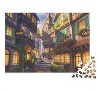 Historic Town Puzzle for Kids 1000 Piece Recyclable Old Europe Street Jigsaw Puzzle Fun And Challenging Family Game Great Gift Idea for Child‘s Birthday 38x26cm/1000pcs