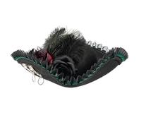 Historical Costume Pirate Hat For Adult Lace Trim Feathered Flower Capatain Tricorn Hat For Masquerades Party Dressingup Stage Show Headwear