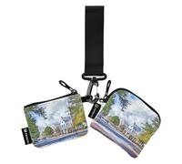 Historical District Women's Coin Wallet Card Holder Slim Portable Coin Purse Wallet Bag with Wristle Strap for Ladies Girls 2 Packs, Multicolor, 4.13"(L) x 3.5"(W), Travel Accessory