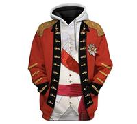 Historical Figure 3D Print Hoodie Colonial King Cosplay Costume Army Uniform Sweatshirt