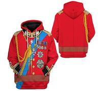 Historical Figure 3D Print Hoodie Colonial King Cosplay Costume Army Uniform Sweatshirt