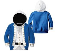 Historical Hoodie for Kids Revolutionary War Uniform Costume 3D Printed Army Jacket Halloween Costume, Alexander Hamilton Kids Size, L