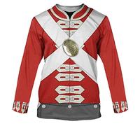 Historical Hoodie Medieval Knight Hoodie Revolutionary War Army Uniform 3D Printed Jacket Halloween Costume, British Army Redcoats Long Sleeves Shirt, S