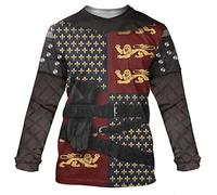 Historical Hoodie Medieval Knight Hoodie Revolutionary War Army Uniform 3D Printed Jacket Halloween Costume, Henry V Long Sleeves Shirt, L