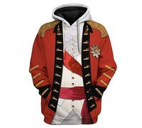 Historical Hoodie Revolutionary War Uniform Costume 3D Printed Army Jacket Halloween Costume, Henry Clinton, XXL