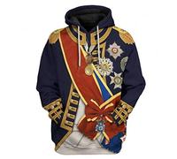 Historical Hoodie Revolutionary War Uniform Costume 3D Printed Army Jacket Halloween Costume, Horatio Nelson, XXL