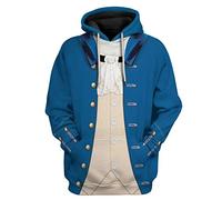 Historical Hoodie Revolutionary War Uniform Costume 3D Printed Army Jacket Halloween Costume - - Large