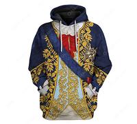 Historical Hoodie Revolutionary War Uniform Costume 3D Printed Army Jacket Halloween Costume, Louis Xv, XL