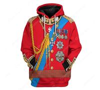 Historical Hoodie Revolutionary War Uniform Costume 3D Printed Army Jacket Halloween Costume, Prince Phillip, L