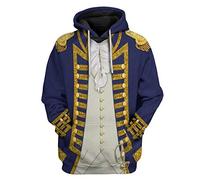 Historical Hoodie Revolutionary War Uniform Costume 3D Printed Army Jacket Halloween Costume, Uniforms of the Navy, S
