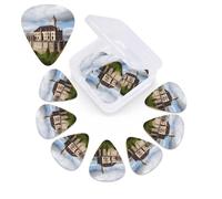 Historical monuments of Armenia Guitar Picks 12 Pack with Organizer Box, 0.46 0.71 0.96 mm Includes Thin Medium Heavy Thickness,Abstract Guitar Pick Plectrums for Electric Guitar Ukulele Bass