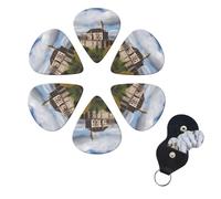 Historical monuments of Armenia Guitar Picks 5 Set（30PCS）, Celluloid Plectrums with Guitar Pick Holder, Abstract Art Pics Personalized Custom Guitar Picks for Bass, Acoustic Electric Guitars 0.96mm