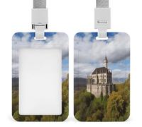 Historical Monuments of Armenia ID Badge Holder Waterproof Card Protector Push-Pull Slot Work ID Card Holder with Lanyard Personalized Detachable Card Holders for Office Corporate Use