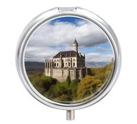 Historical Monuments of Armenia Pill Box Small Round Pill Case Portable Travel Pill Container Multi-Functional Moisture Proof Metal Medicine Pill Organizer Box for Vitamins Fish Oil