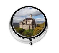 Historical Monuments of Armenia Pill Box with Mirror, 3 Compartment Small Pill Case for Purse Or Pocket Mini Metal Pill Holder Travel Weekly Medicine Tablet Vitamin Holder Organizer Travel Gifts