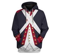 Historical winter hoodie for men with unique 3D print design in oversized fits for stylish warmth, fashionable outdoor adventures in cold weather, blue, L