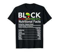 Historically Black Junior High Principal Nutritional Facts Value Graphic T-Shirt, Men, Black, XL