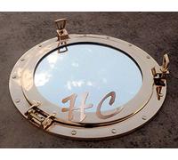 Historicalmuseum 17" Large Brass Porthole Nautical Maritime Boat Ship Porthole Window Wall Mirror
