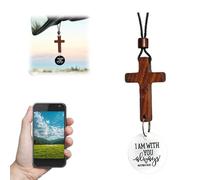 Historicn - Bible Verse Car Rearview Hanging Cross Ornament, Daily Bible Verse Rearview Mirror Cross Ornament with “I Am With You Always” Medallion, for Car Interior Decoration (white)