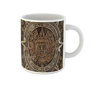 History Close View of The Ancient Aztec Calendar Civilization Travel Mug Ceramic Coffee Mug Durable Tea Cup Novelty Gift for Valentine's Day Mom Sister 330Ml