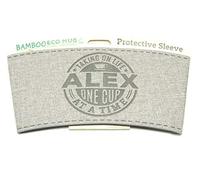 History & Heraldry Bamboo Eco Travel Mug Pre Personalised Heat Sleeve - Name of"Alex"