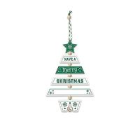 History & Heraldry Christmas Tree Decoration - Merry Xmas Green/White 269800002 Wooden Hand Crafted