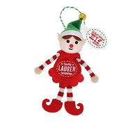 History & Heraldry Elf Personalised Christmas Tree Decoration - Lauren