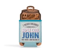 History & Heraldry Pre-Personalised Can Cooler Gift With Over 80 Popular Names And Themes - John - Fits Cans And Bottles