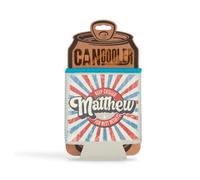 History & Heraldry Pre-Personalised Can Cooler Gift With Over 80 Popular Names And Themes - Matthew - Fits Cans And Bottles