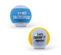 History & Heraldry Pre-Personalised Dog Balls Gift Pack 2Pcs Blue I Love My Dachshund