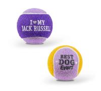 History & Heraldry Pre-Personalised Dog Balls Gift Pack 2Pcs Purple I Love My Jack Russell