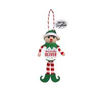 History & Heraldry Pre-Personalised Snowglobe Santa Elf Christmas Tree Decoration - Over 100 Different Names And Themes - Oliver