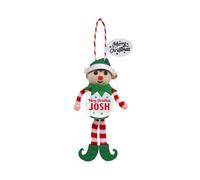 History & Heraldry Pre-Personalised Snowglobe Santa Elf Christmas Tree Decoration - Over 100 Different Names And Themes - Josh