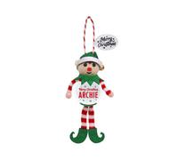 History & Heraldry Pre-Personalised Snowglobe Santa Elf Christmas Tree Decoration - Over 100 Different Names And Themes - Archie