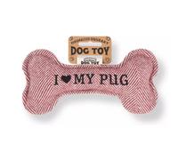 History & Heraldry Pre Personalised Squeaky Bone Dog Toy I Love My Pug