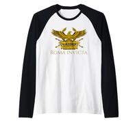 History of Ancient Rome SPQR Roman Eagle Roma Invicta Raglan Baseball Tee
