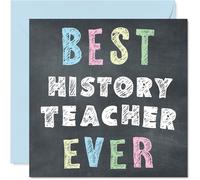 History Teacher Appreciation Card - Best History Teacher Ever - Thank You Card from Student Pupil, 145mm x 145mm Thankful Cards