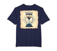 History Teacher Time Traveler Hourglass Vintage Adventure T-Shirt, Men's Big and Tall, Navy, 3X Tall